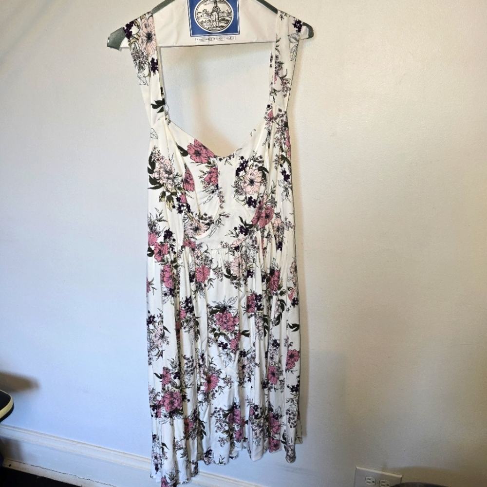 TORRID IVORY, Purple Plum, Pink, FLORAL CHALLIS MINI DRESS Plus Size 2X
